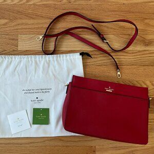 KATE SPADE Red Leather Medium Crossbody Purse NEW Cameron St Heirloom PXRUA053